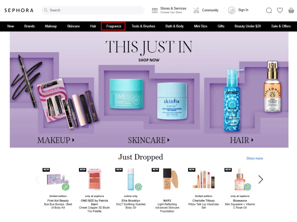 sephora homepage