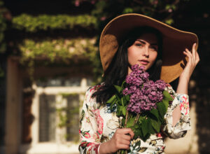 Woman with flowers