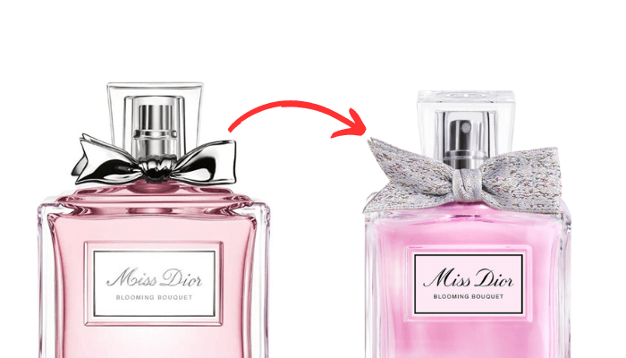 miss dior blooming bouquet change in ribbon 2014 vs 2023